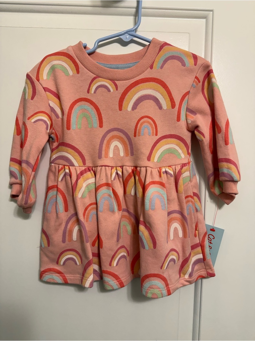 Cat & Jack Pink Rainbow Crewneck French Terry Dress